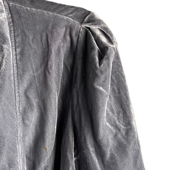 Elevenses by Anthropologie Grey Velvet Blazer Draped Front Relaxed Fit Jacket 4 - Picture 2 of 11